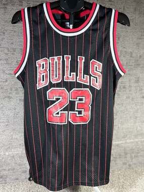Michael Jordan Chicago Bulls Pinstripe Swingman Jersey Black #23